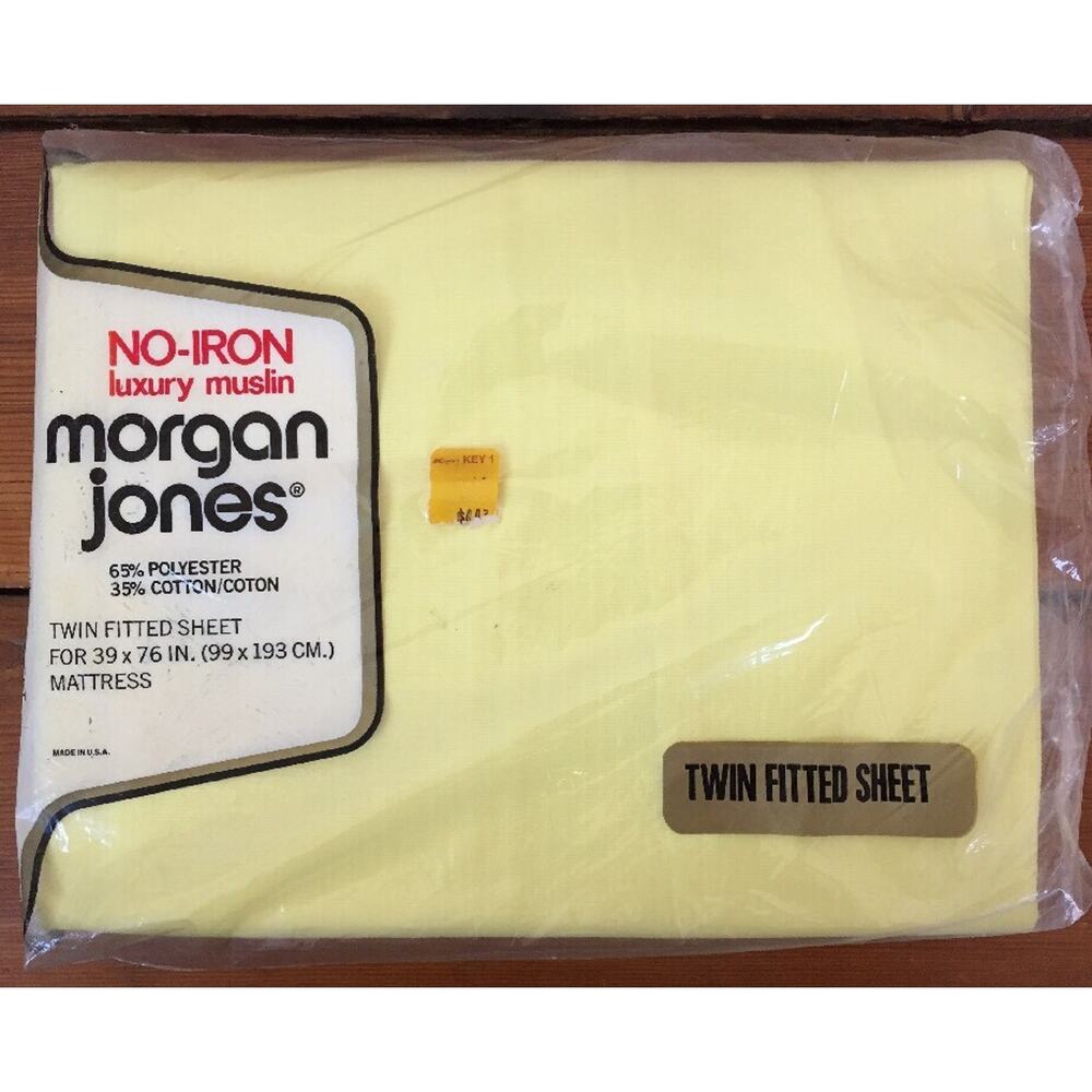 New Vtg Morgan Jones Deadstock Luxury Muslin Yellow Percale Twin Fitted Sheet